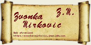 Zvonka Mirković vizit kartica